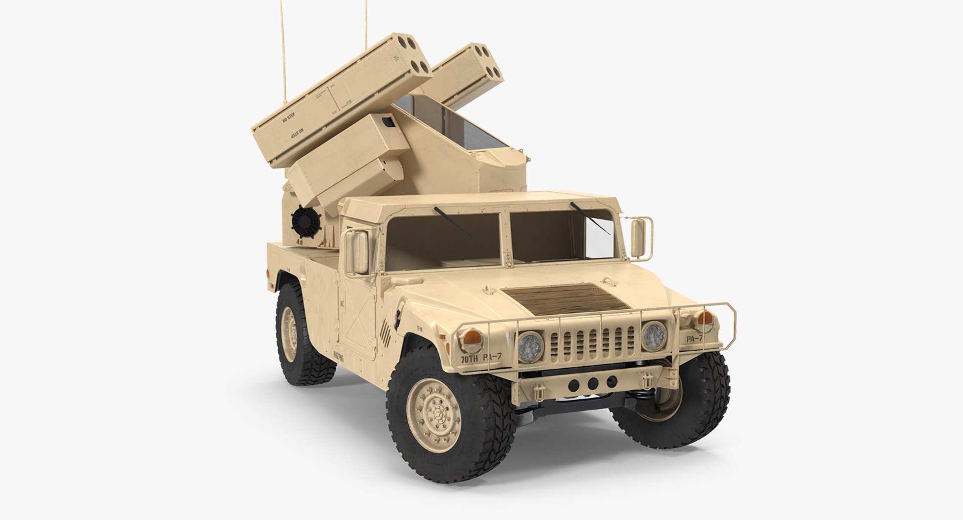 HMMWV M998 Equipped with Avenger Desert Rigged 3D model preview
