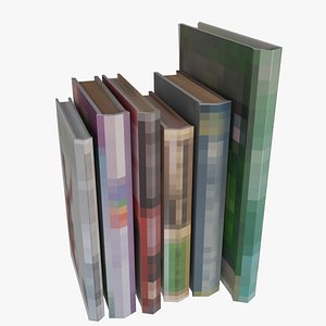 Collection of pixel books low-poly game-ready