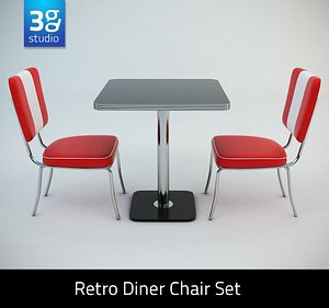 Retro Diner Chair Set 02