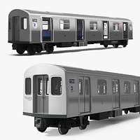 R160 Middle Subway Car with Sliding Side Doors Silver Rigged