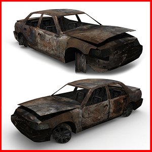 ruined burned car 3d max