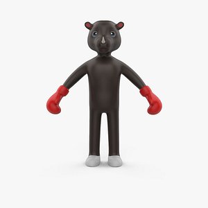 Boxing Rhino Animal Animated