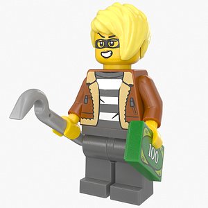 Lego Minifig Female Crook 3D model