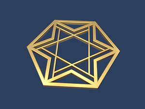 3D star david hexagon