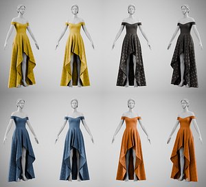 Dress 57 Velvet Colors With Design Collection 6 3D model