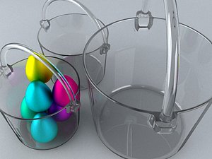 GLASS BASKET AND EASTER EGGS