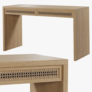 Marina Cane Console Desk by Pottery Barn 3D model