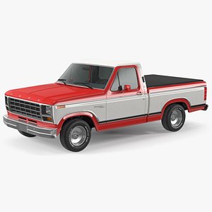 Ford F Series Ranger 1980 Pickup Truck Red Rigged 3D
