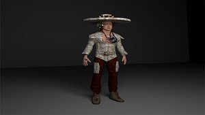 3D cowboy low poly