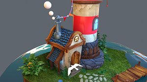LightHouse Diorama Blender3D lowpoly Low-poly 3D model 3D