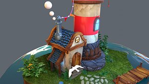 LightHouse Diorama Blender3D lowpoly Low-poly 3D model