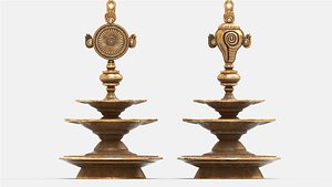shanku chakra Hanging oil lamp 3D model