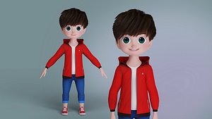 Fur Cartoon Boy Jacket NO Rig 3D model