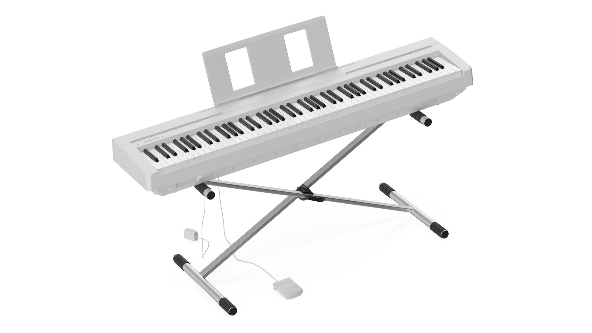 Stand Mounted Digital Piano White 3D model preview