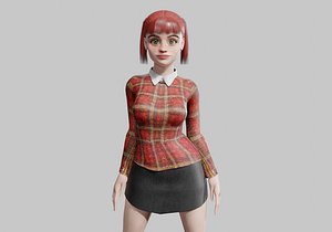 3D pretty school woman V24366