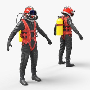 3D Commercial Diving Suit with Helmet and Air Tank