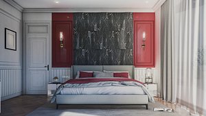 3D Hill House Interior Scene Bed Room Neoclassical Interior Design 3D model model