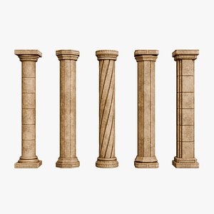 Ancient Stone Columns Pack Lowpoly 3D model model