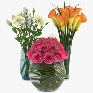 3d model bouquets vase 03