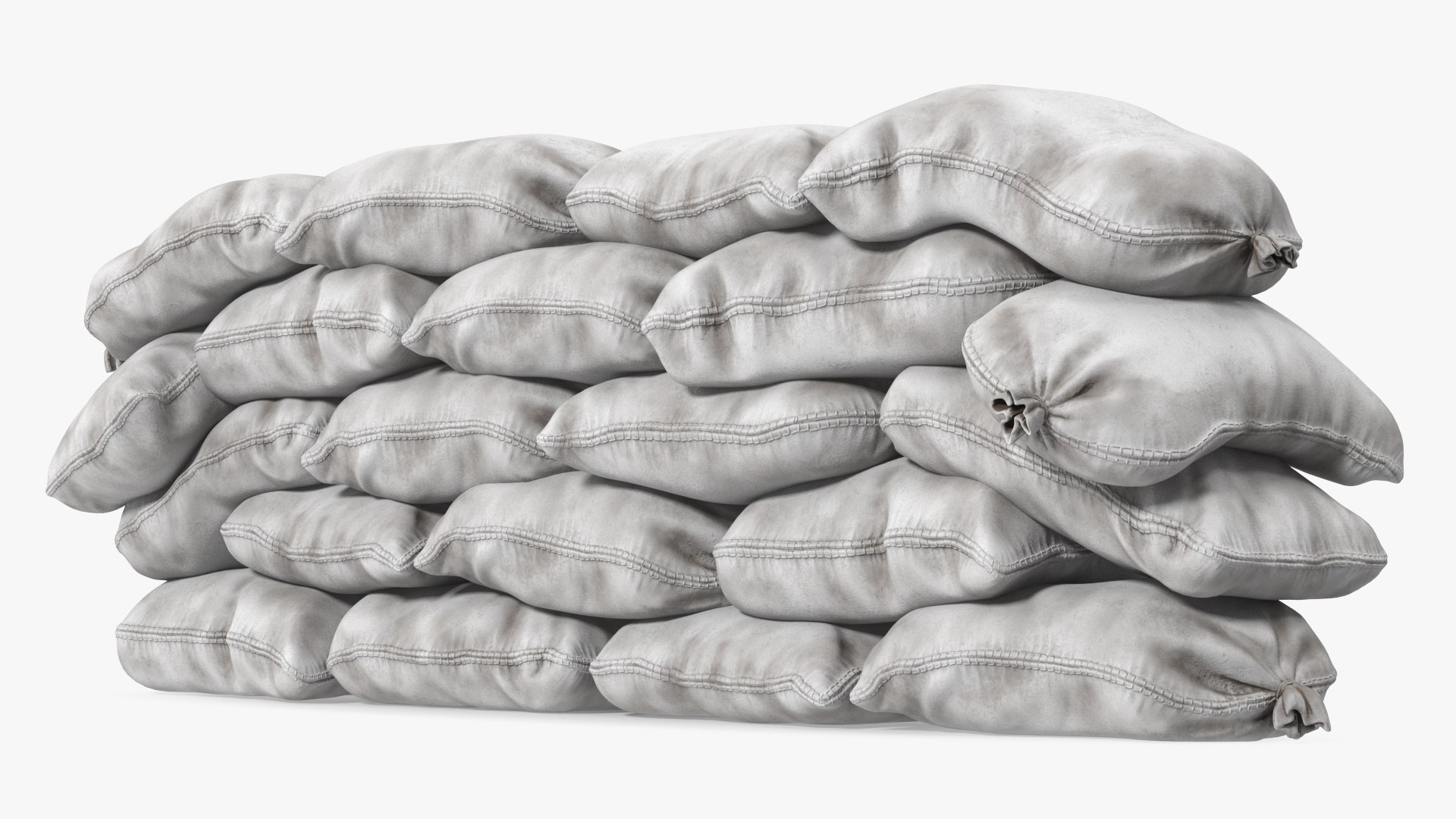Polypropylene Sandbag Barricade Dirty 3D model preview