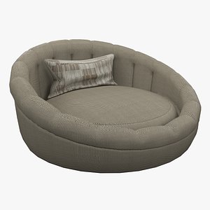 Round Modern Sofa with Cushion 3D Interior Furniture Model model