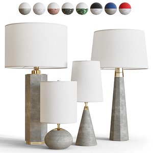 A set of versatile modern table lamps in concrete and marble 3D model