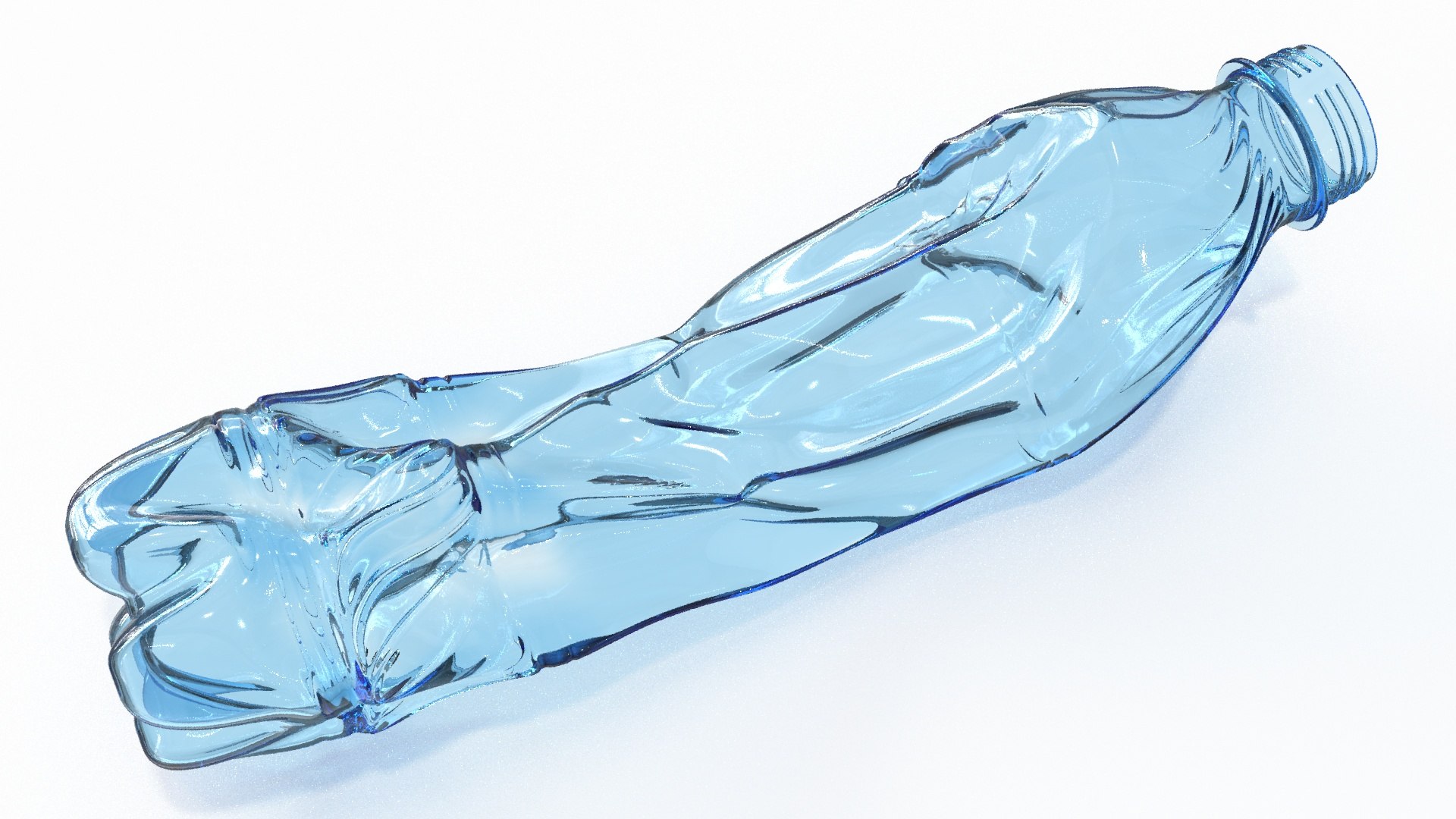 Crumpled Plastic Water Bottle Blue 3D model preview