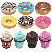 Detailed Donuts And Cupcakes Collection
