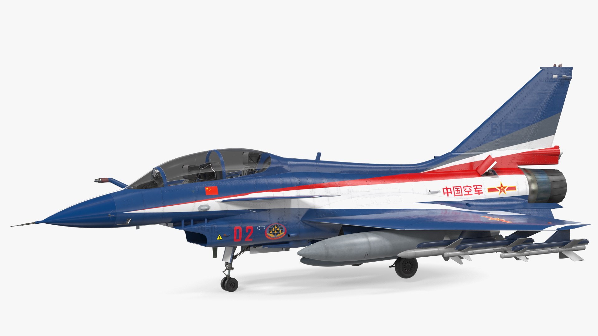 Chengdu J10 S Aerobatic Team Fighter Jet Armed 3D model preview