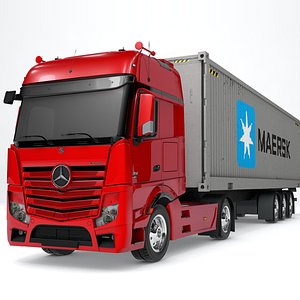 3D mercedes benz actros red model