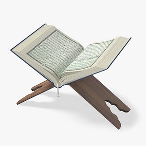 Holy Quran on Stand Blue Open