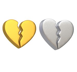 Broken Heart Emoji Gold and Silver
