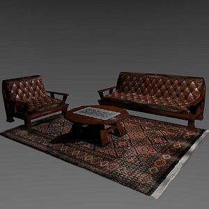 3D set armchairs living room model