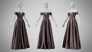 3D Dress 08 Grey Velvet With Design