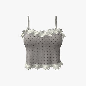 3D Strap Tank Top With Frills