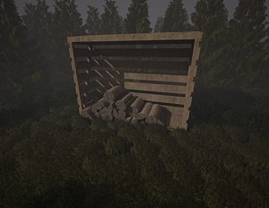 Low Poly PBR Woodshed Low-poly