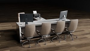 Modern Table with Chairs Office Table 3D model