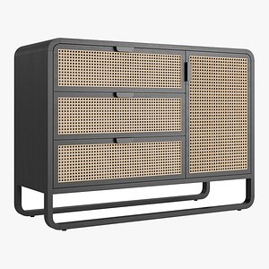 3D Crate and Barrel Anaise Cane 3 Drawer Chest model