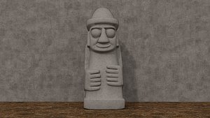 3D model peculiar stone statue