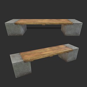 3D Bench 02 Low Poly PBR Realistic model