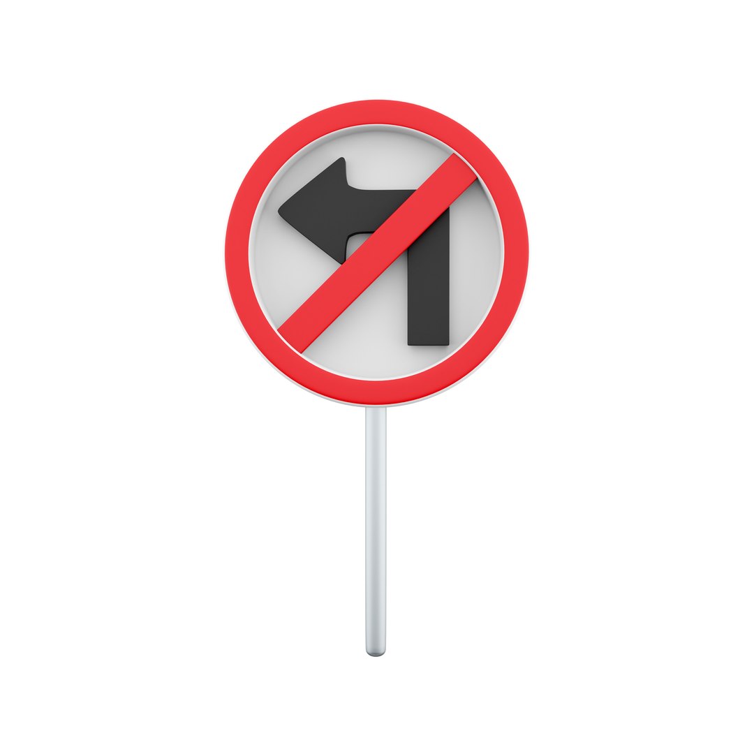 Do Not Turn Left Traffic Sign 3D Model TurboSquid 2018057