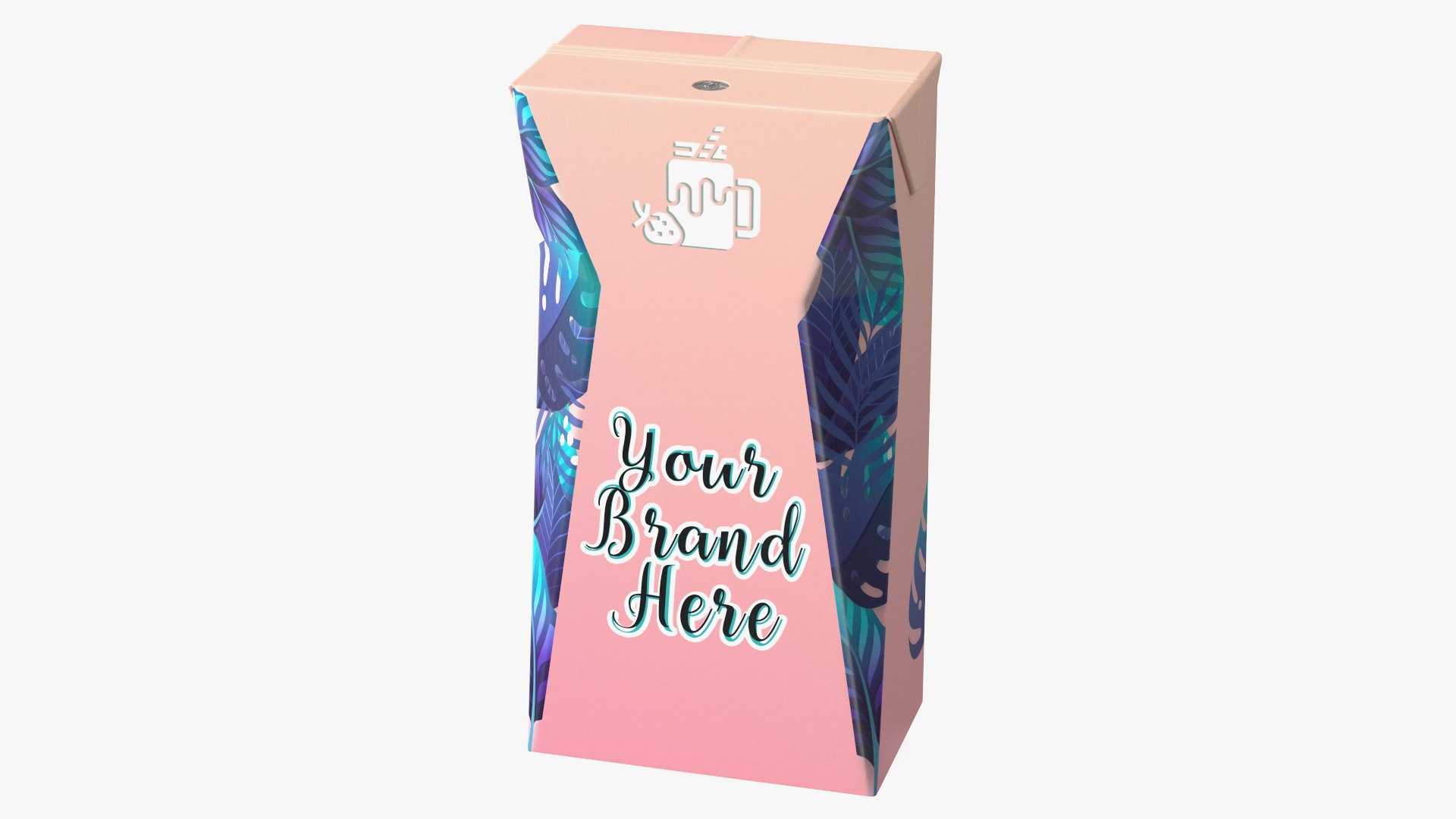 Small Aseptic Carton with Straw Hole Mockup Pink 3D model preview