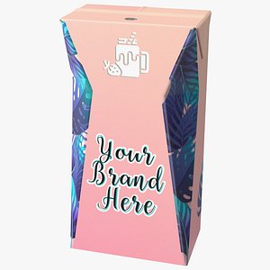 Small Aseptic Carton with Straw Hole Mockup Pink 3D