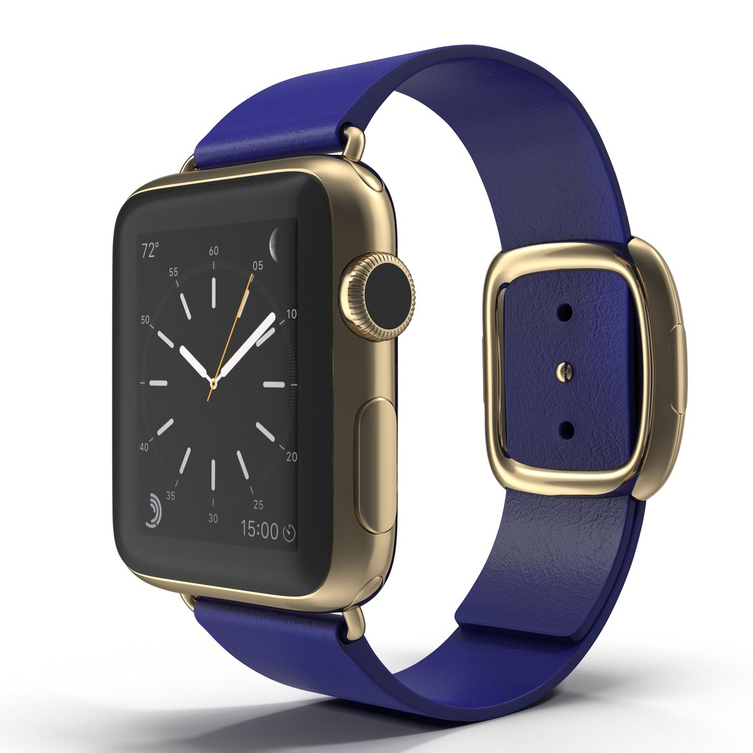 Apple Watch 38mm Gold Case with Midnight Blue Modern Buckle 2 3D Model 3D model preview