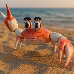 Cute Realist Cartoon Crab 3D Model Game Ready and Animated