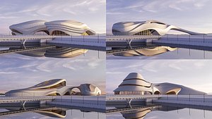 Futuristic building collection 4x 11 3D model