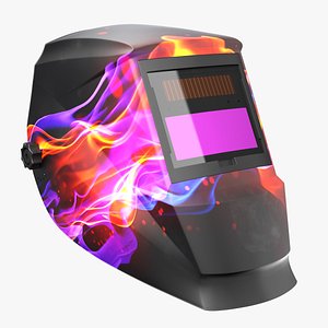 welding helmet flame decal 3D model