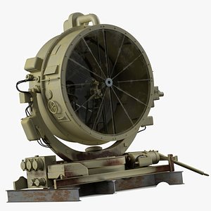 Heavy Duty Anti Aircraft Searchlight Beige Old on Beams 3D model