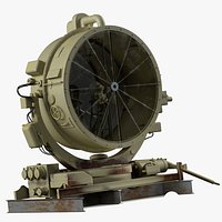 Heavy Duty Anti Aircraft Searchlight Beige Old on Beams