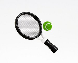 Tennis Racket with Ball 3D model 3D model